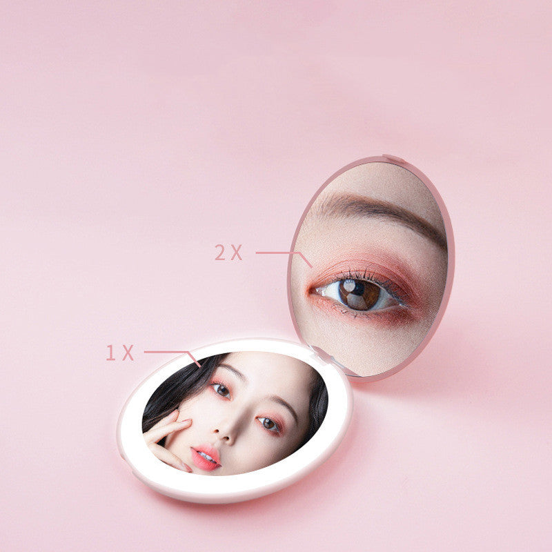 Mini makeup mirror with led light 2X Magnifying Sensing lighting vanities lighted mirror pocket mirror