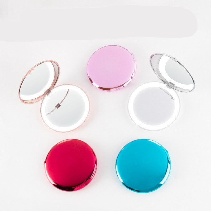 Mini makeup mirror with led light 2X Magnifying Sensing lighting vanities lighted mirror pocket mirror