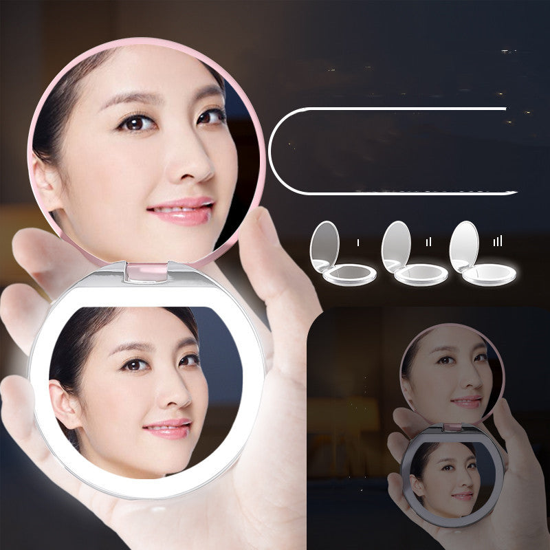 Portable LED Makeup Mirror with Adjustable Lighting – Compact & Stylish for On-the-Go Glam