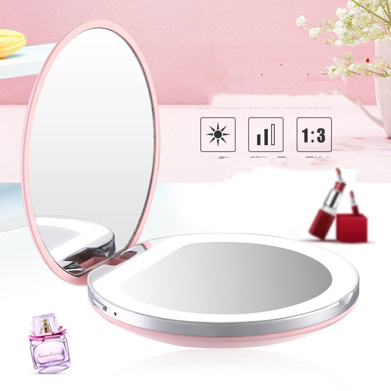 Portable LED Makeup Mirror with Adjustable Lighting – Compact & Stylish for On-the-Go Glam